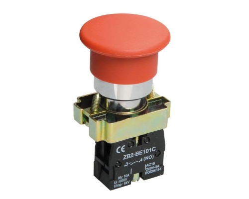 Кнопка LAY5-BC41 Грибок без подсветки красн. 1з ИЭК BBG70-BC-K04