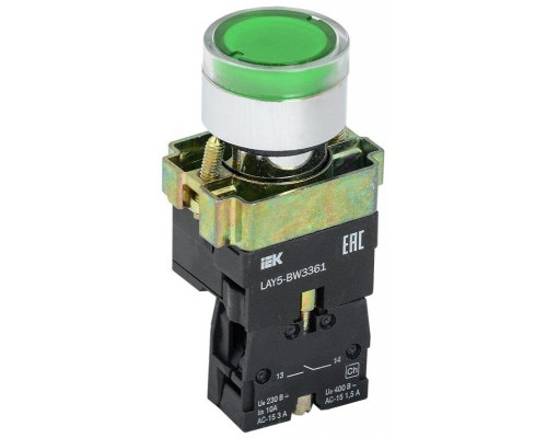 Кнопка LAY5-BW3361 с подсв. зел. 1з ИЭК BBT50-BW-K06