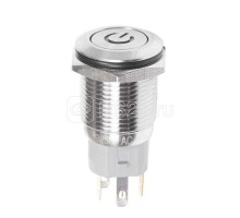 Кнопка антивандальная d16 250В без фикс. (5с) (ON)-OFF плоская подсветка красн. power Rexant 36-3243