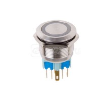 Кнопка антивандальная d22 12В Фикс (6с) ON-OFF/OFF-ON подсв/син. Rexant 36-3511