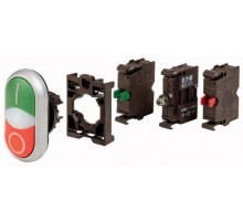 Кнопка двойная 1НО 1НЗ 24В DC без фикс. с подсветкой M22-DDL-GR-X1/X0-K1001LED-BVP EATON 132625