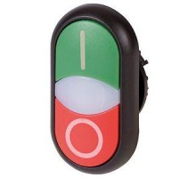 Кнопка двойная M22S-DDL-GR-X1/X0 с сигнал. лампой без фикс. зел.+красн. I-O черн. лицевое кольцо EATON 216701