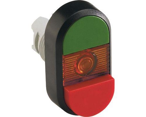 Кнопка двойная MPD13-11R (зел./красн. выступающая) красн. выступающая линза с текстом I/O ABB 1SFA611142R1101