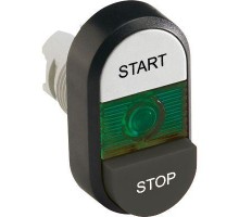 Кнопка двойная MPD19-11G (бел./черн. выступающая) зел. линза с текстом START/STOP ABB 1SFA611148R1102
