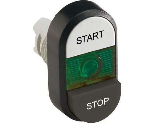 Кнопка двойная MPD19-11G (бел./черн. выступающая) зел. линза с текстом START/STOP ABB 1SFA611148R1102