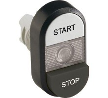 Кнопка двойная MPD19-11С (бел./черн. выступающая) прозр. линза с текстом START/STOP ABB 1SFA611148R1108