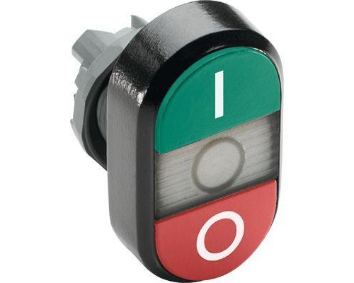 Кнопка двойная MPD2-11С (зел./красн.) прозр. линза с текстом I/O ABB 1SFA611131R1108