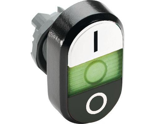 Кнопка двойная MPD6-11G (бел./черн.) зел. линза с текстом I/O ABB 1SFA611135R1102