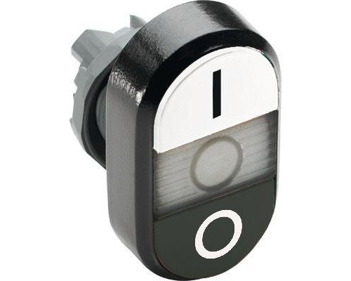 Кнопка двойная MPD6-11С (бел./черн.) прозр. линза с текстом I/O ABB 1SFA611135R1108