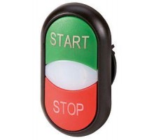 Кнопка двойная с сигнальной лампой; с обозначением start stop M22-DDL-WS-GB1/GB0 бел./черн. EATON 216708