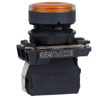Кнопка КМЕ 4610мЛ 220В 1но+0нз цилиндр индикатор IP65 желт. КЭАЗ 248253
