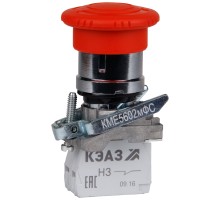 Кнопка КМЕ 5602мФС 0но+2нз гриб. фиксация IP65 красн. КЭАЗ 248264
