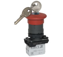 Кнопка КМЕ 5611мК 1но+0нз гриб. фиксация ключ IP65 красн. КЭАЗ 248257