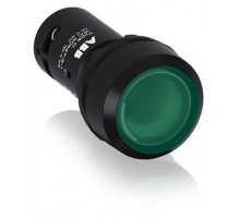 Кнопка с подсветкой CP1-13G-10 220В AC/DC с плоской клавишей без фиксации 1НО зел. ABB 1SFA619100R1312
