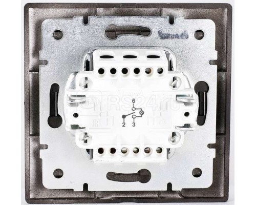 Кнопка звонка 1-кл. 1п СП Мира 10А IP20 со вставкой черн. бархат LEZARD 701-4242-103