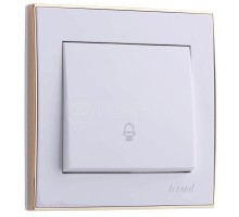 Кнопка звонка Рейн бел. с боковой вст. зол. LEZARD 703-0226-103