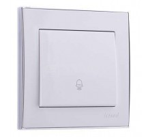 Кнопка звонка Рейн с боковой встав. хром бел. LEZARD 703-0225-103