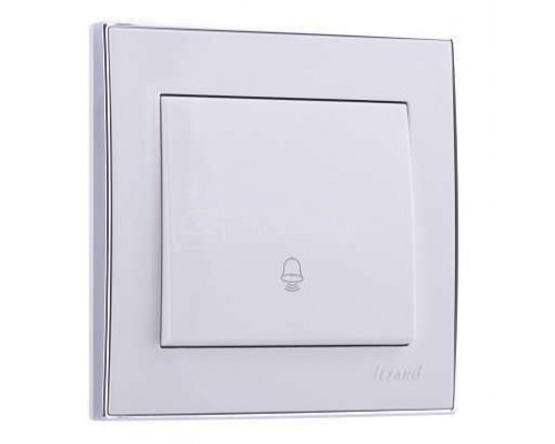Кнопка звонка Рейн с боковой встав. хром бел. LEZARD 703-0225-103