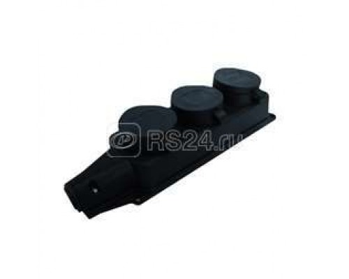 Колодка 3-м 1ф 16А 250В IP44 (еврослот) с заглушками с заземл. каучук UNIVersal 602230