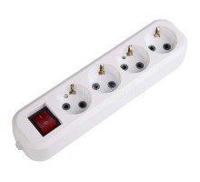 Колодка 4-м с кнопкой с заземл. Rexant 11-8716