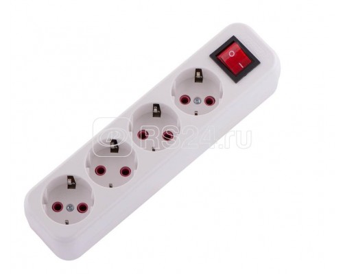 Колодка удлинителя 4-м с заземл. с выкл. LEZARD 720-0400-402