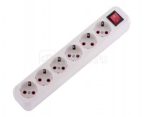 Колодка удлинителя 6-м с заземл. с выкл. LEZARD 720-0600-602