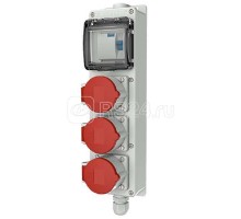 Колодки с розетками 3хСЕЕ16А5п400В с 4-х пол. УЗО40А/30мА IP44 401х97х63мм сер. Mennekes 95472