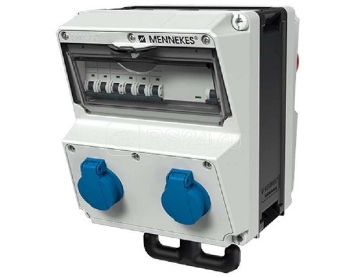 Комбинация розеток AMAXX 2-х стор. подвесная 4хSCHUKO16А230В и 2хСЕЕ16А5п с защитой IP44 225х333х354мм Mennekes 970004