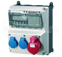 Комбинация розеток AMAXX 2хSCHUKO16А 1хСЕЕ16А5п с защитой 225х260х209мм IP44+вилка Power Top Extra черн./сер. MENNEKES 920005R Promo