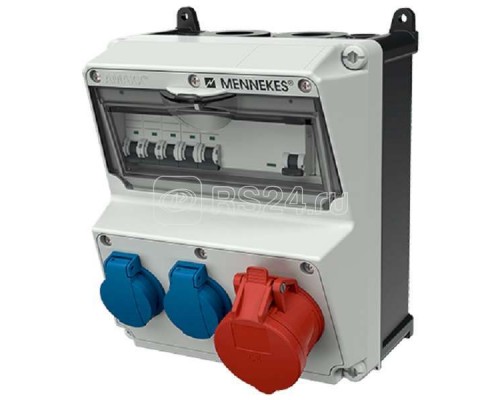 Комбинация розеток AMAXX 2хSCHUKO16А 1хСЕЕ16А5п с защитой IP44 225х260х209мм черн./сер. Mennekes 920009