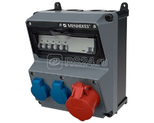 Комбинация розеток AMAXX 2хSCHUKO16А 1хСЕЕ16А5п с защитой IP44 225х260х209мм черн./сер. Mennekes 920037