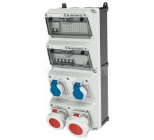 Комбинация розеток AMAXX 2хSCHUKO16А 1хСЕЕ16А6ч5п 1хСЕЕ32А5п с защитой 225х520мм IP65 черн./сер.Mennekes 940045