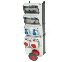 Комбинация розеток AMAXX 2хSCHUKO16А 1хСЕЕ16А 1хСЕЕ32А 1хСЕЕ63А с защитой IP67 225х650х248мм черн./сер. Mennekes 950031