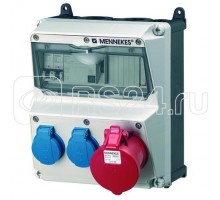 Комбинация розеток AMAXX 2хSCHUKO16А 1хСЕЕ32А5п с защитой 225х260х221мм IP44+вилка Power Top Extra черн./сер. MENNEKES 920013R Promo