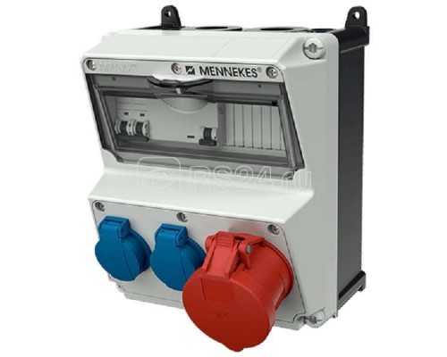Комбинация розеток AMAXX 2хSCHUKO16А 1хСЕЕ32А5п с защитой IP44 225х260х221мм черн./сер. Mennekes 920013