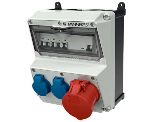 Комбинация розеток AMAXX 2хSCHUKO16А 1хСЕЕ32А5п с защитой IP44 225х260х221мм черн./сер. Mennekes 920081