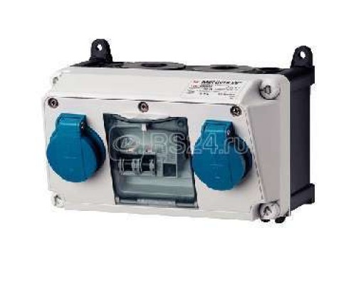 Комбинация розеток AMAXX 2хSCHUKO16А 230В с защитой 225х130х175мм IP44 черн./сер. Mennekes 910001