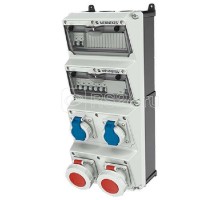 Комбинация розеток AMAXX 2хSCHUKO16А 2хСЕЕ16А5п с защитой IP67 225х520х213мм черн./сер. Mennekes 940013