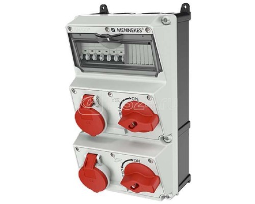 Комбинация розеток AMAXX 2хСЕЕ16А5п с мех. блокировкой DUO и защитой IP44 225х390х209мм черн./сер. Mennekes 930031