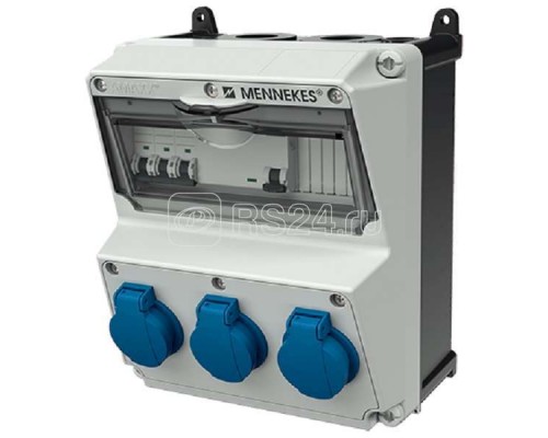 Комбинация розеток AMAXX 3хSCHUKO16А230В с защитой IP44 225х260х175мм черн./сер. Mennekes 920003
