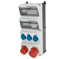 Комбинация розеток AMAXX 3хSCHUKO16А 1хСЕЕ16А5п 1хСЕЕ32А5п с защитой 225х520х221мм IP44 черн./сер. MENNEKES 940005R