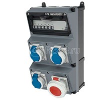Комбинация розеток AMAXX 3хSCHUKO16А 1хСЕЕ16А5п с защитой 225х390х205мм черн./сер. IP67 Mennekes 930027