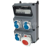 Комбинация розеток AMAXX 3хSCHUKO16А 1хСЕЕ32А5п с защитой IP67 225х390х227мм черн./сер. Mennekes 930028