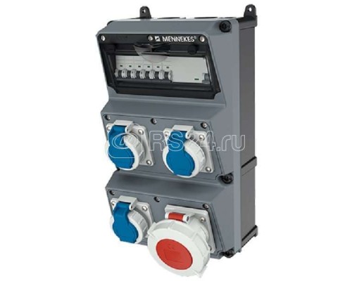 Комбинация розеток AMAXX 3хSCHUKO16А 1хСЕЕ32А5п с защитой IP67 225х390х227мм черн./сер. Mennekes 930028