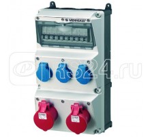 Комбинация розеток AMAXX 3хSCHUKO16А 2хСЕЕ16А5п с защитой 225х390х209мм IP44 черн./сер. MENNEKES 930003R
