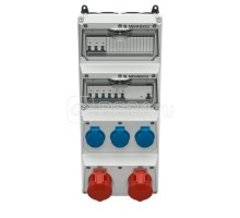 Комбинация розеток AMAXX 3хSCHUKO16А 2хСЕЕ16А5п с защитой IP44 225х520х209мм черн./сер. Mennekes 940002