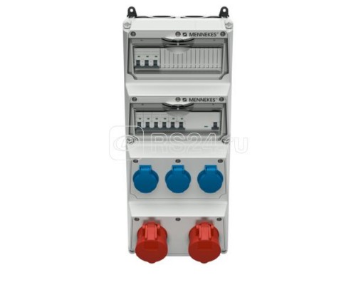 Комбинация розеток AMAXX 3хSCHUKO16А 2хСЕЕ16А5п с защитой IP44 225х520х209мм черн./сер. Mennekes 940002