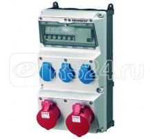 Комбинация розеток AMAXX 3хSCHUKO16А 2хСЕЕ32А5п с защитой 225х520х221мм IP44 черн./сер. MENNEKES 940008R