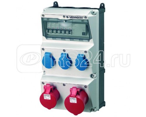Комбинация розеток AMAXX 3хSCHUKO16А 2хСЕЕ32А5п с защитой 225х520х221мм IP44 черн./сер. MENNEKES 940008R