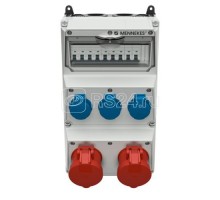 Комбинация розеток AMAXX 3хSCHUKO16А 2хСЕЕ32А5п с защитой IP44 225х390х221мм черн./сер. Mennekes 930015